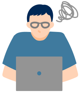 パソコンを見る男性のイラスト
